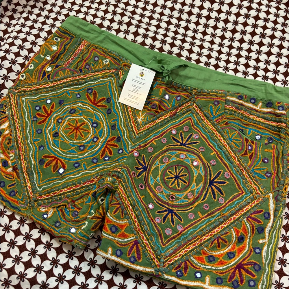 Short boho mirror embroidery